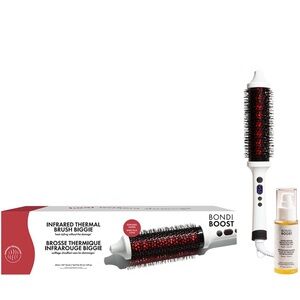 NIB Bondi Boost Infrared Heated Long Barrel Round Brush + Repair Oil Styling Set
